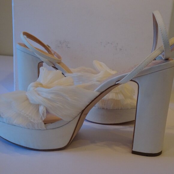 Loeffler Randall Pearl Platform Bow Ankle Strap Sandals Sz 8 NWOB 698 IRRG - Picture 5 of 11